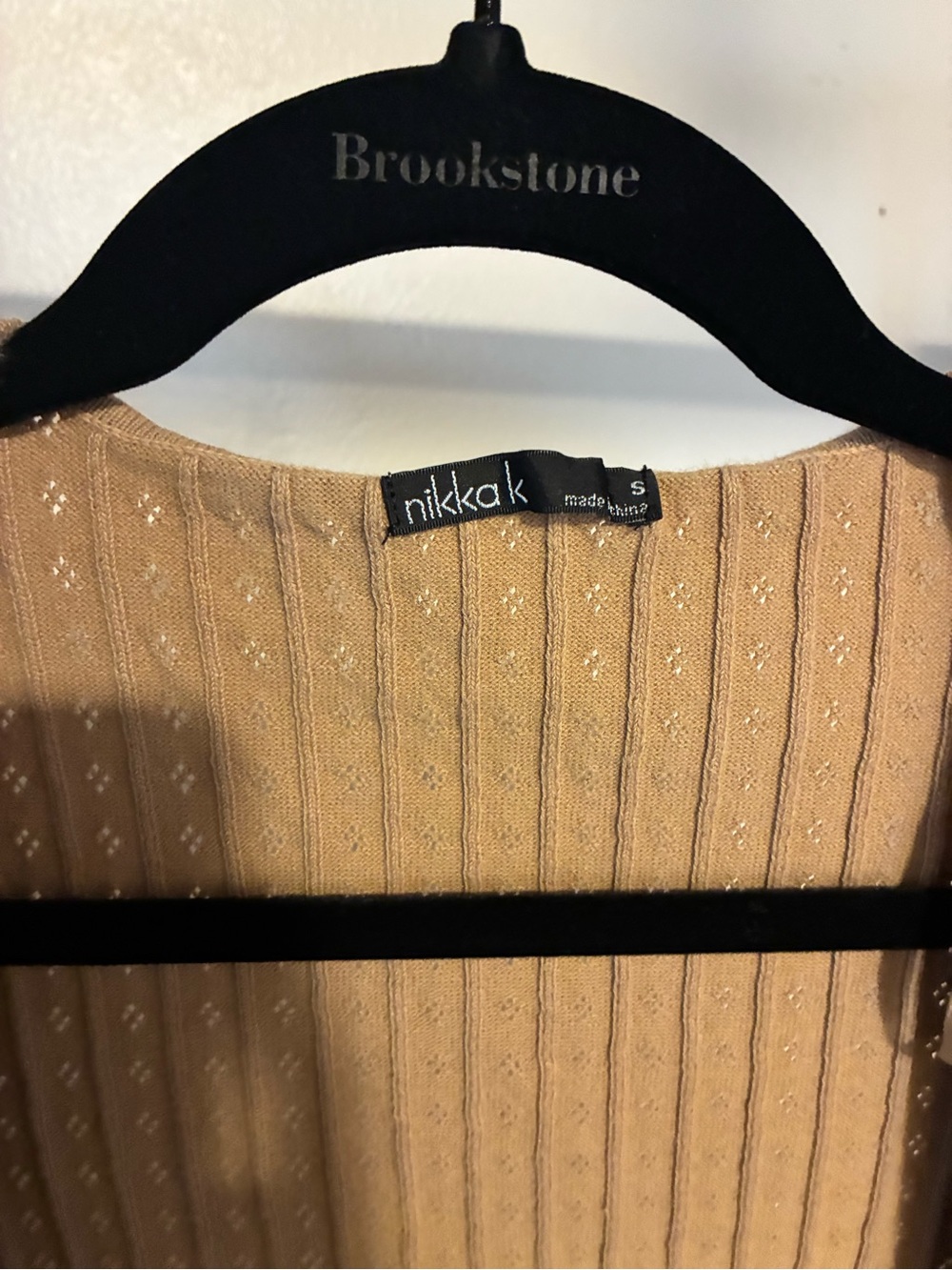 Nikka K Small  Tan Open-Front Ribbed Knit Cardigan - Picture 3 of 3
